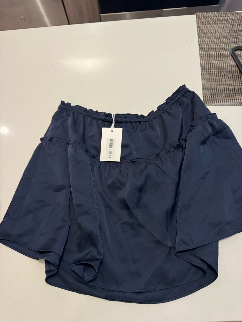 Sunday Best Navy Off-the-Shoulder Skirted Top